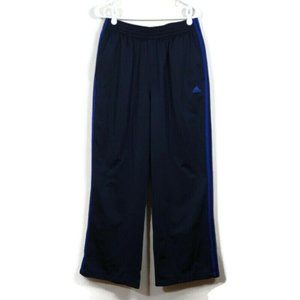 Adidas Women's Blue Logo 3 Stripes Open Hem Sweatpants Navy Blue Size L